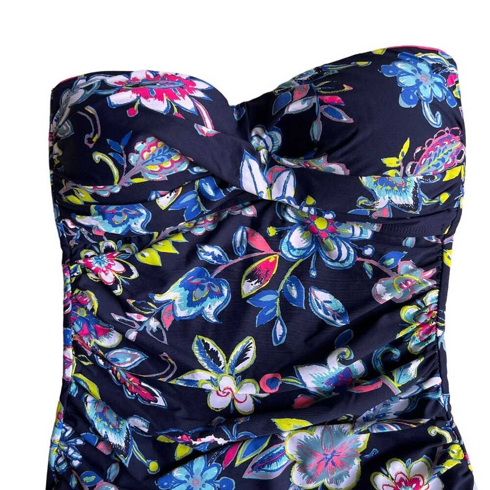 Anne Cole Twist Front Shirred Floral One-Piece Swimsuit Size M - Picture 4 of 13